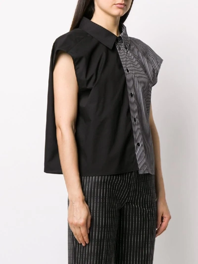 Shop Mm6 Maison Margiela Contrast Panel Button Down Shirt In Black