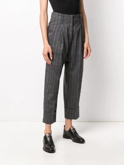 Shop Brunello Cucinelli Pinstripe Tailored Trousers In Grey