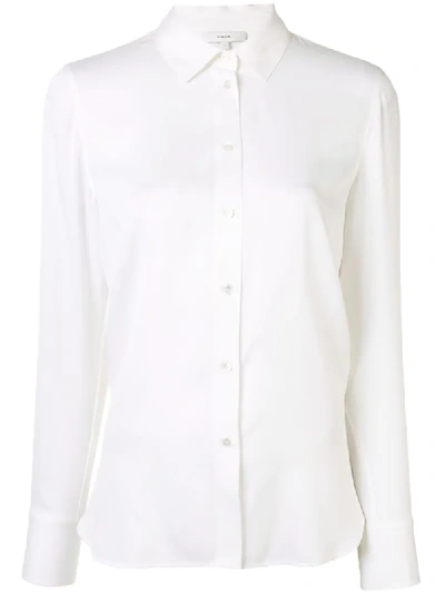 Shop Vince Stretch Silk Shirt In White