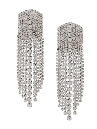 Shop Alessandra Rich Crystal-embellished Drop Earrings In Silver