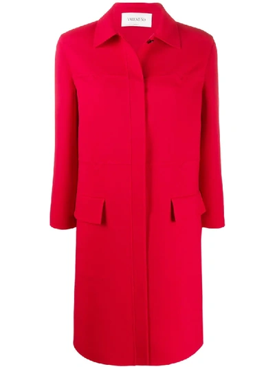 Shop Valentino Single-breasted Coat In Red