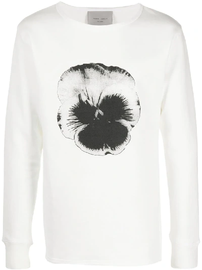 Shop Frankie Morello Crew Neck Flower Print Sweater In White