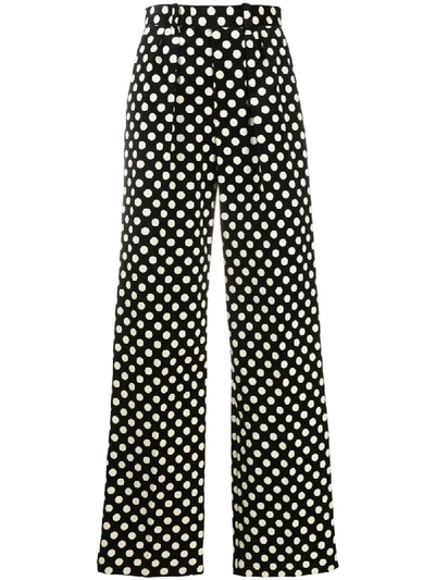 Shop Marc Jacobs Polka Dot Print Wide Leg Trousers In Black