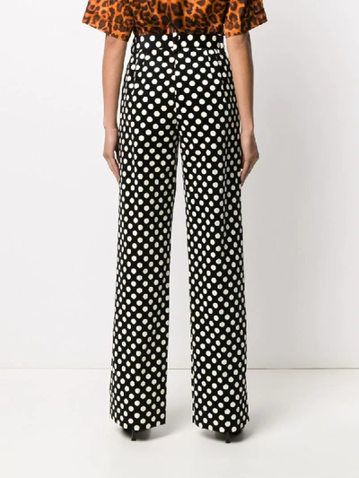 Shop Marc Jacobs Polka Dot Print Wide Leg Trousers In Black