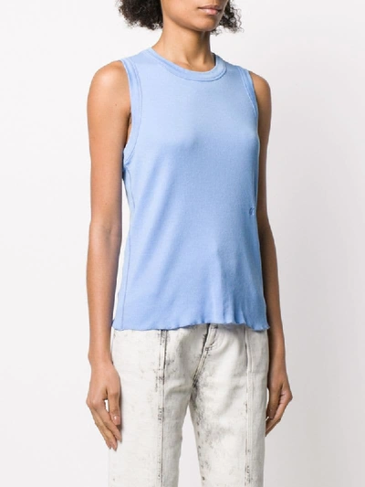 Shop Helmut Lang Ribbed Femme Shell Tank In Blue