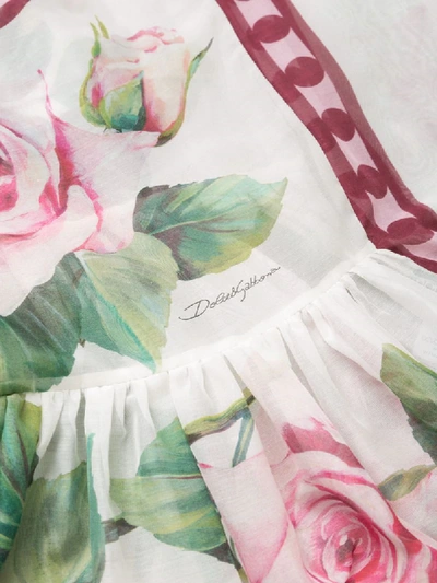 Shop Dolce & Gabbana Tropical Rose Print Dress In White