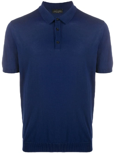 Shop Roberto Collina Plain Polo Shirt In Blue