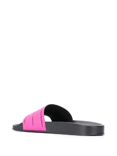 Shop Versace Logo-debossed Slides In Pink