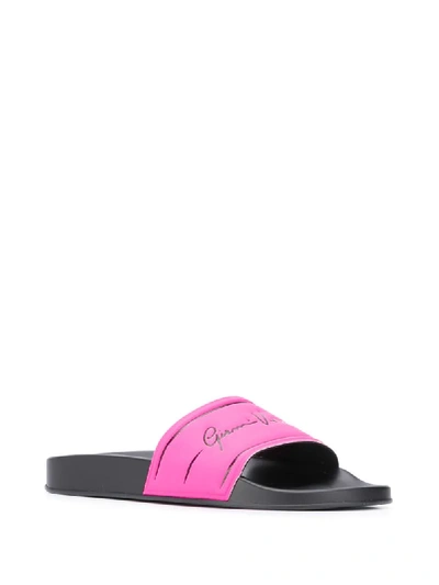 Shop Versace Logo-debossed Slides In Pink