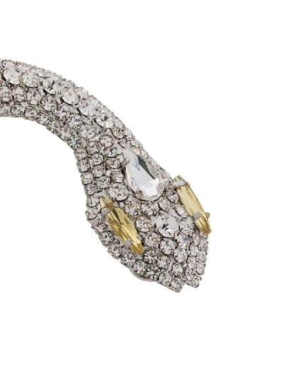 Shop Alessandra Rich Crystal-embellished Snake Earrings In Silver