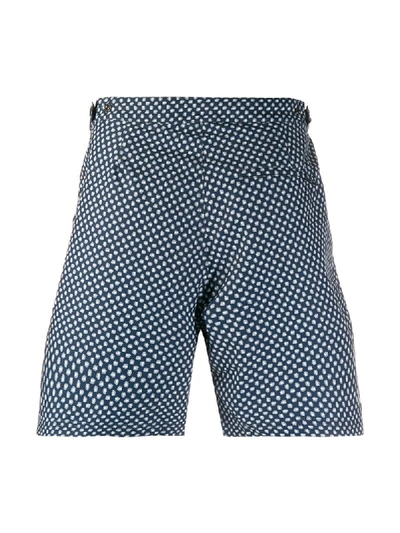 Shop Sunspel Micro Print Swim Shorts In Blue