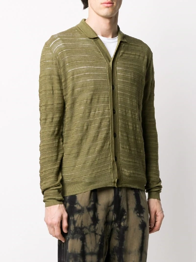 Shop Roberto Collina Ribbed Knit Collared Cardigan In Green