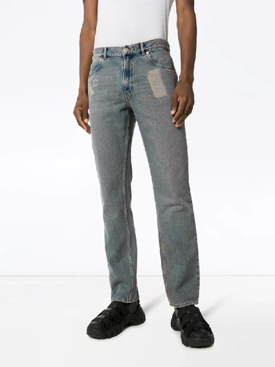 Shop Martine Rose Pocket Print Straight-leg Jeans In Blue