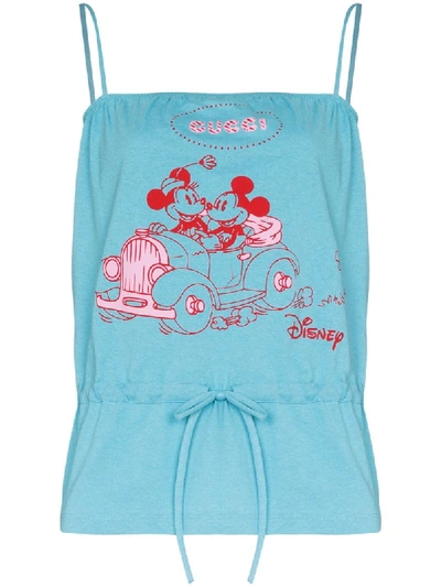 Shop Gucci Mickey Mouse-print Top In Blue