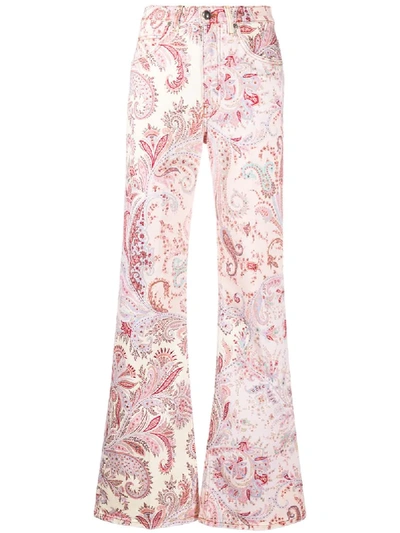 Shop Etro Paisley Print Flared Jeans In Pink