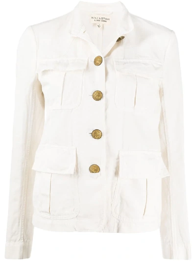 Shop Nili Lotan Button Down Military Jacket In White