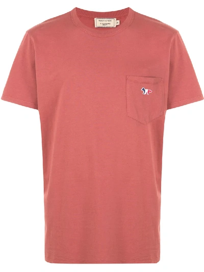 Shop Maison Kitsuné Tricolour Fox T-shirt In Red