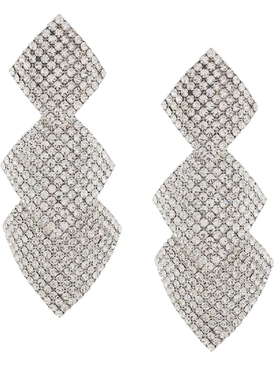Shop Alessandra Rich Crystal-embellished Square-drop Earrings In Silver