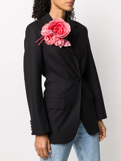 Shop Alessandra Rich Flower-appliqué Silk Brooch In Pink