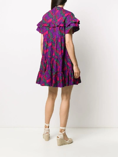 Shop Ulla Johnson Tiered Abstract Print Dress In Pink