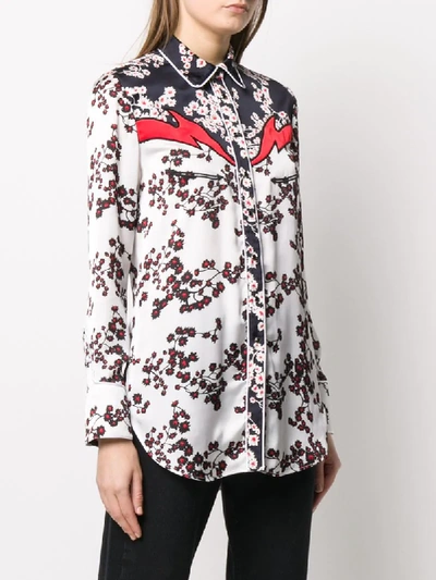 Shop Paco Rabanne Floral Panelled Shirt In Blue