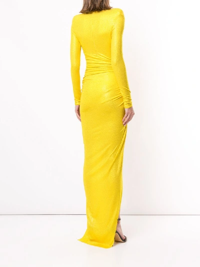 Shop Alexandre Vauthier Asymmetric Long-sleeve Dress In Yellow