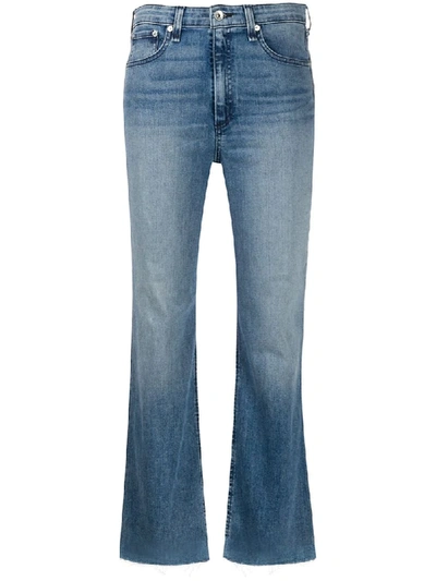 Shop Rag & Bone Faded Cropped Jeans In Blue