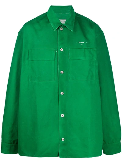 Shop Off-white Arrows-print Oversized Shirt Jacket In Green
