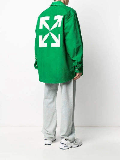 Shop Off-white Arrows-print Oversized Shirt Jacket In Green