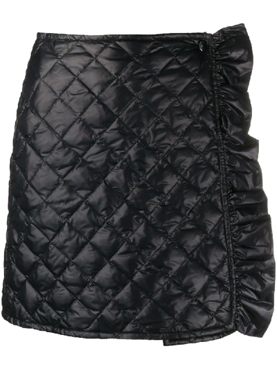 Shop Moncler Quilted Ruffle Skirt In Black