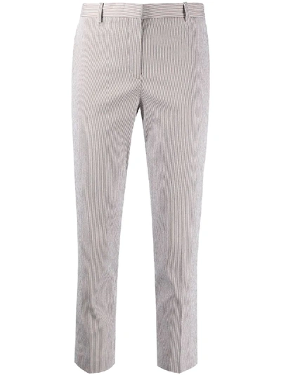 Shop Theory Cropped Striped Print Trousers In Neutrals