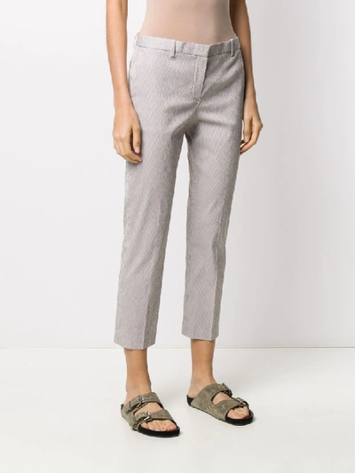 Shop Theory Cropped Striped Print Trousers In Neutrals