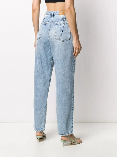 Shop Natasha Zinko Distressed Straight-leg Jeans In Blue