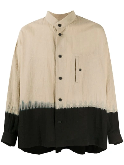 Shop Issey Miyake Colour-block Oversized Shirt In Neutrals