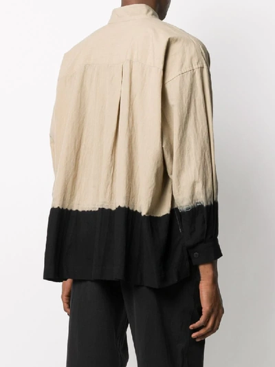 Shop Issey Miyake Colour-block Oversized Shirt In Neutrals