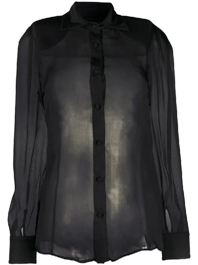 Shop Federica Tosi Silk Sheer Blouse In Black