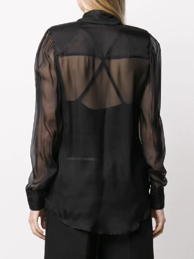 Shop Federica Tosi Silk Sheer Blouse In Black