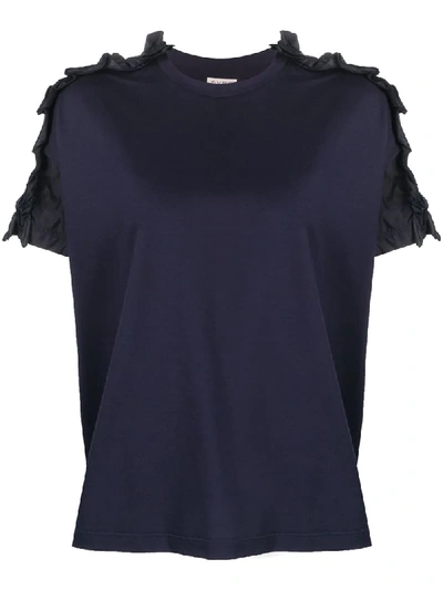 Shop Moncler Ruffle Detailed T-shirt In Blue