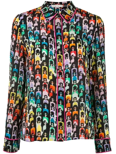 Shop Alice And Olivia Silk Embroidered Blouse In Multicolour