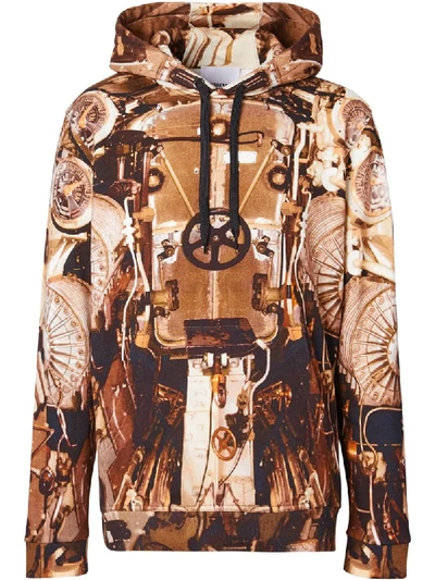 Shop Burberry Submarine Print Hoodie In Brown