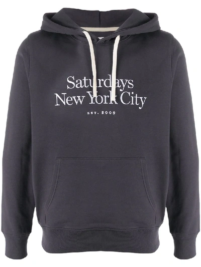 Shop Saturdays Surf Nyc Ditch Miller Cotton Hoodie In Grey