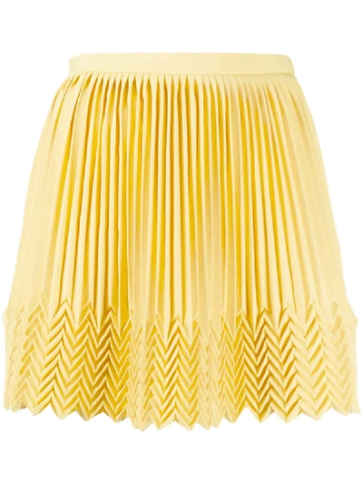 Shop Marco De Vincenzo Zigzag Hem Pleated Skirt In Yellow