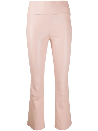 Shop Sprwmn Leather Cropped Trousers In Pink