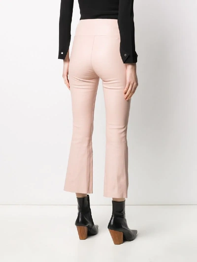 Shop Sprwmn Leather Cropped Trousers In Pink
