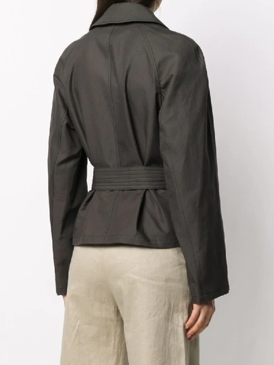 Shop Lemaire Oversized Tie Waist Jacket In Grey