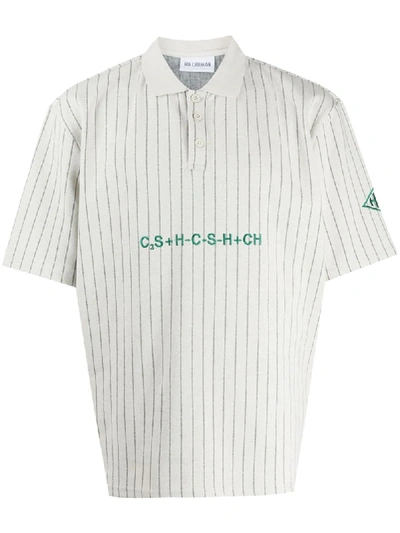 Shop Han Kjobenhavn Pinstripe Polo Shirt In White