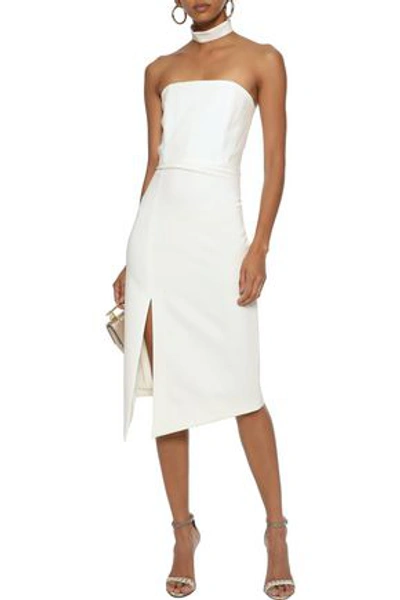 Shop Alice And Olivia Sia Strapless Crepe Dress In Off-white