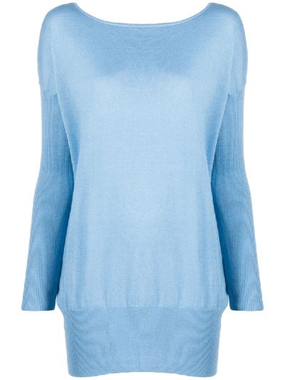 Shop Snobby Sheep Oversized Round-neck Jumper In Blue