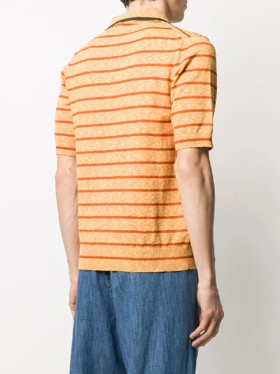 Shop Marni Striped Polo Shirt In Orange