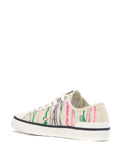 Shop Isabel Marant Étoile Brush Stroke-print Cotton Sneakers In Neutrals